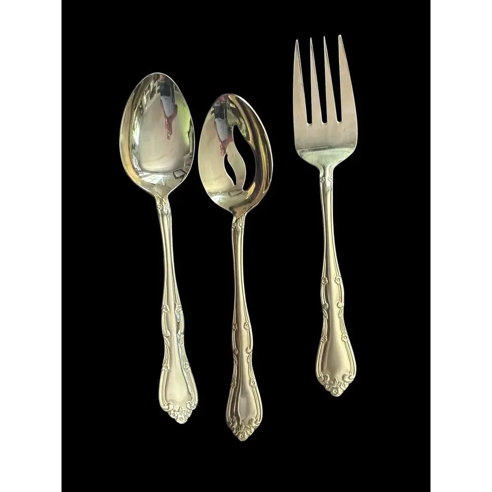 International Silver Co. Service for 8 Gold Flatware Fancy MCM Flatware Exc Cond